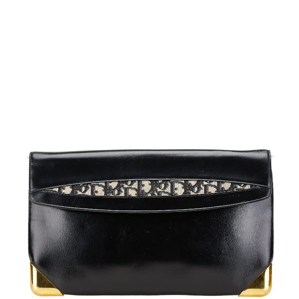 ディオール トロッター クラッチバッグ ブラック レザー レディース Dior 【中古】