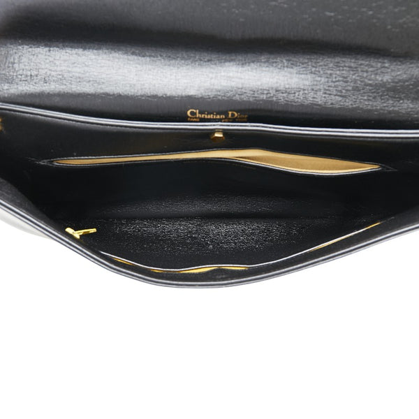 ディオール トロッター クラッチバッグ ブラック レザー レディース Dior 【中古】