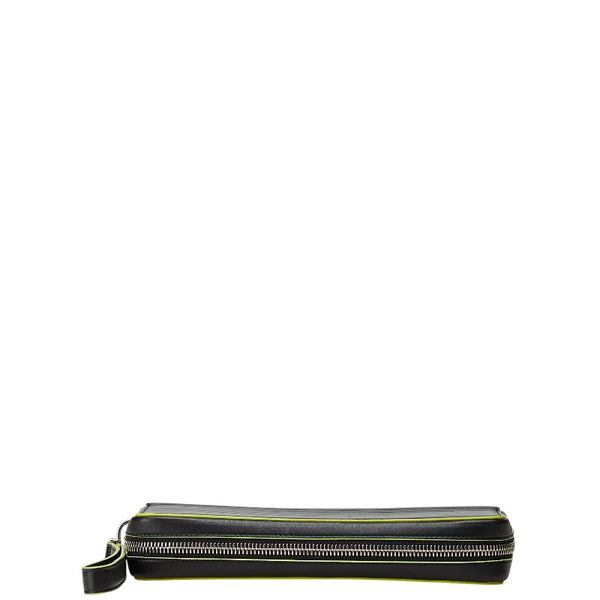 ディオール ラウンドファスナー 長財布 オーガナイザー ブラック ライトグリーン レザー レディース Dior 【中古】