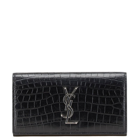 サンローラン YSL クロコ型押し 長財布 372266 ブラック レザー レディース SAINT LAURENT 【中古】