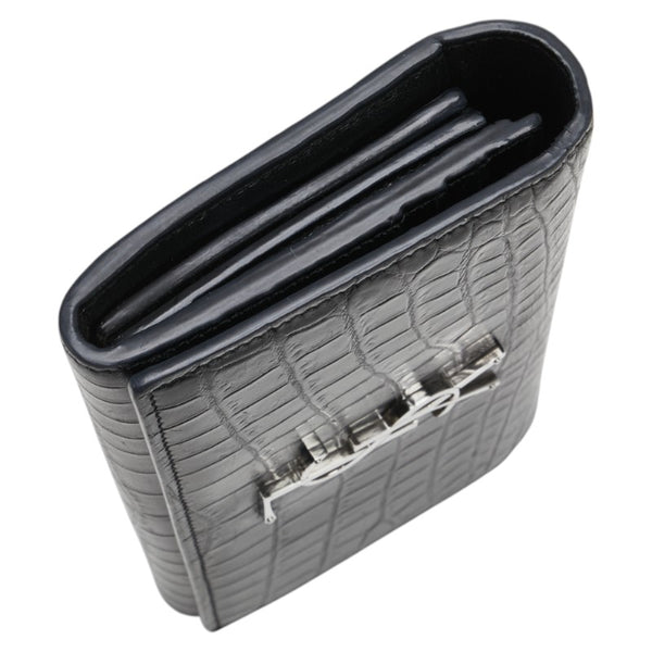 サンローラン YSL クロコ型押し 長財布 372266 ブラック レザー レディース SAINT LAURENT 【中古】