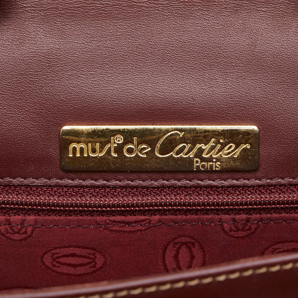 カルティエ マストライン ショルダーバッグ ワインレッド ボルドー レザー レディース CARTIER 【中古】