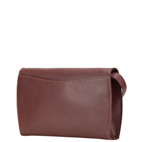 カルティエ マストライン ショルダーバッグ ワインレッド ボルドー レザー レディース CARTIER 【中古】