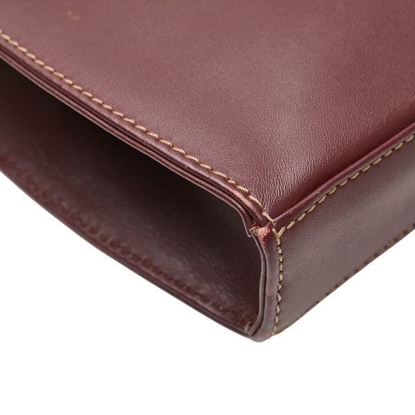 カルティエ マストライン ショルダーバッグ ワインレッド ボルドー レザー レディース CARTIER 【中古】