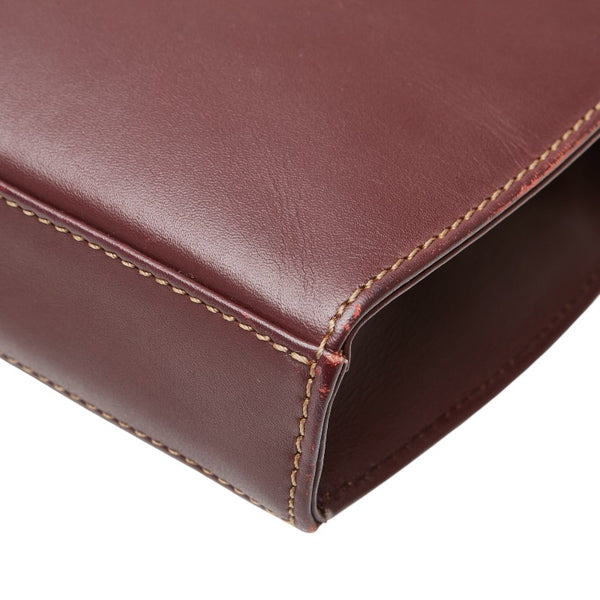 カルティエ マストライン ショルダーバッグ ワインレッド ボルドー レザー レディース CARTIER 【中古】