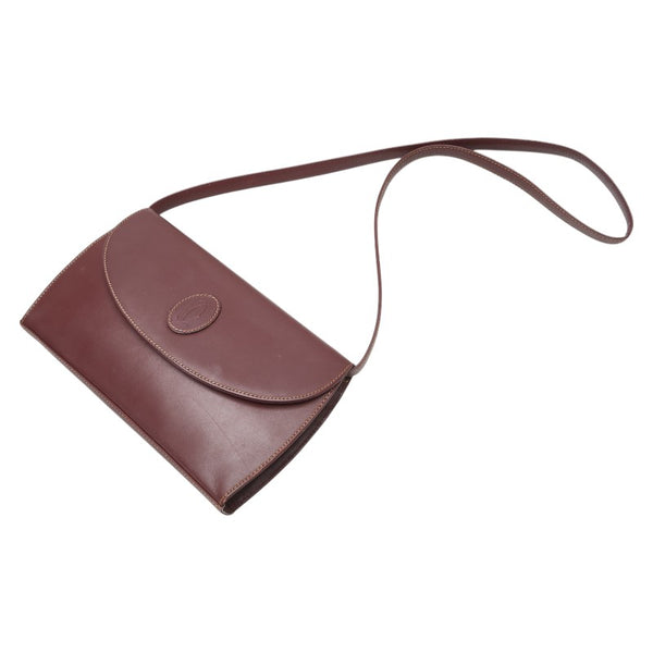 カルティエ マストライン ショルダーバッグ ワインレッド ボルドー レザー レディース CARTIER 【中古】