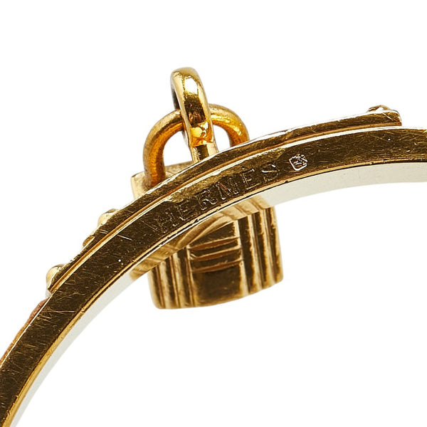 エルメス ケリーバングル カデナ モチーフ バングル ゴールド ベージュ メッキ レザー レディース HERMES 【中古】