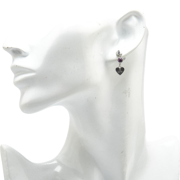 グッチ ハート モチーフ ピアス シルバー パープル SV925 シルバー アメジスト レディース GUCCI 【中古】