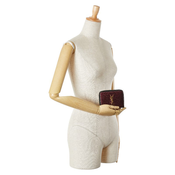 サンローラン YSLロゴ 二つ折り財布 コンパクトウォレット 403964 パープル系 パテントレザー レディース SAINT LAURENT 【中古】