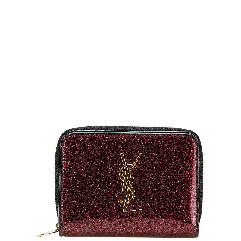 サンローラン YSLロゴ 二つ折り財布 コンパクトウォレット 403964 パープル系 パテントレザー レディース SAINT LAURENT 【中古】