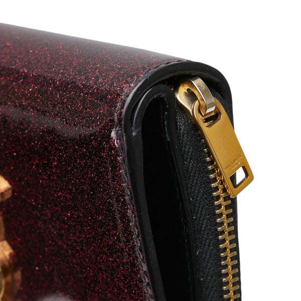 サンローラン YSLロゴ 二つ折り財布 コンパクトウォレット 403964 パープル系 パテントレザー レディース SAINT LAURENT 【中古】