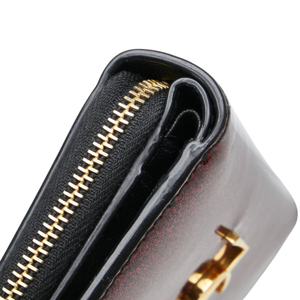 サンローラン YSLロゴ 二つ折り財布 コンパクトウォレット 403964 パープル系 パテントレザー レディース SAINT LAURENT 【中古】