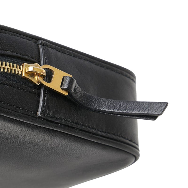 セリーヌ スクエア ポーチ ブラック ベージュ レザー レディース CELINE 【中古】