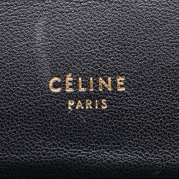 セリーヌ スクエア ポーチ ブラック ベージュ レザー レディース CELINE 【中古】