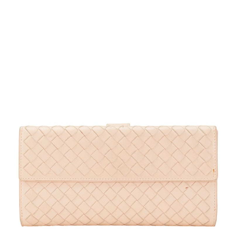 ボッテガヴェネタ イントレチャート 二つ折り財布 ピンク レザー レディース BOTTEGAVENETA 【中古】