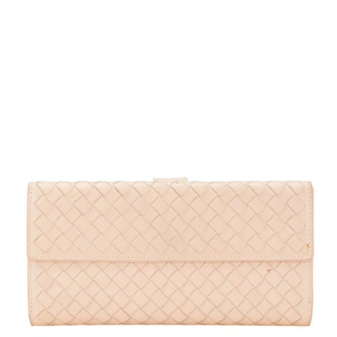 ボッテガヴェネタ イントレチャート 二つ折り財布 ピンク レザー レディース BOTTEGAVENETA 【中古】