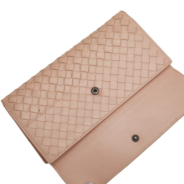 ボッテガヴェネタ イントレチャート 二つ折り財布 ピンク レザー レディース BOTTEGAVENETA 【中古】