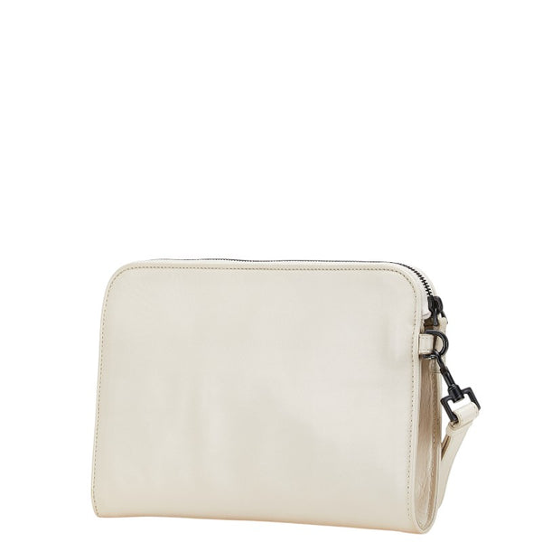 ボッテガヴェネタ パンチング クラッチバッグ セカンドバッグ ホワイト レザー メンズ BOTTEGAVENETA 【中古】