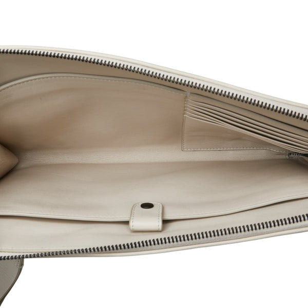 ボッテガヴェネタ パンチング クラッチバッグ セカンドバッグ ホワイト レザー メンズ BOTTEGAVENETA 【中古】