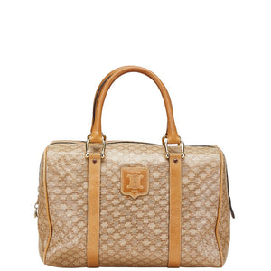 セリーヌ マカダム ハンドバッグ ミニボストンバッグ ベージュ PVC レザー レディース CELINE 【中古】