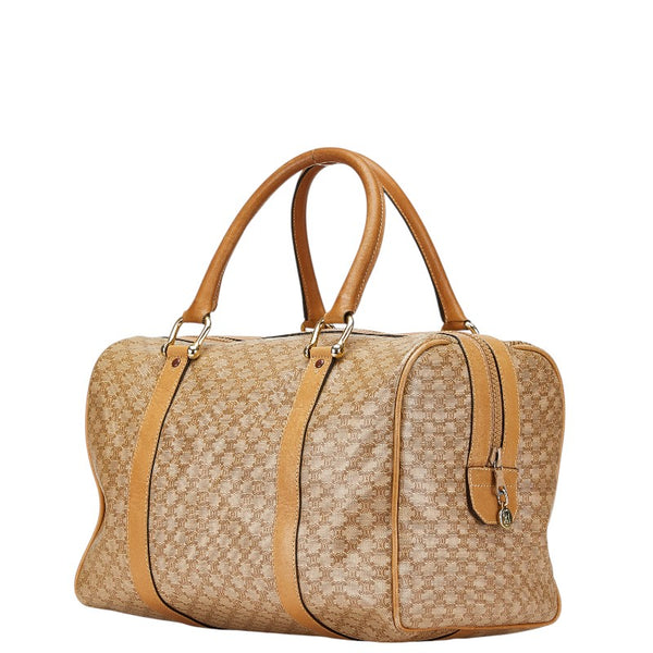 セリーヌ マカダム ハンドバッグ ミニボストンバッグ ベージュ PVC レザー レディース CELINE 【中古】