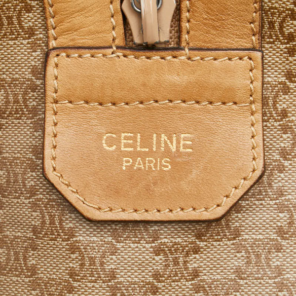 セリーヌ マカダム ハンドバッグ ミニボストンバッグ ベージュ PVC レザー レディース CELINE 【中古】
