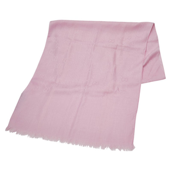 グッチ GG柄 マフラー ピンク ウール シルク レディース GUCCI 【中古】