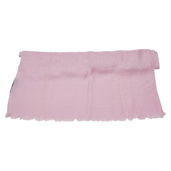 グッチ GG柄 マフラー ピンク ウール シルク レディース GUCCI 【中古】