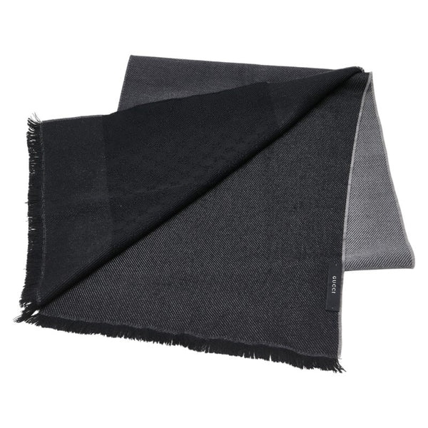 グッチ GG柄 マフラー ブラック グレー ウール レディース GUCCI 【中古】