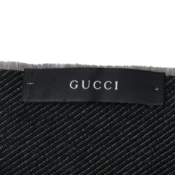 グッチ GG柄 マフラー ブラック グレー ウール レディース GUCCI 【中古】