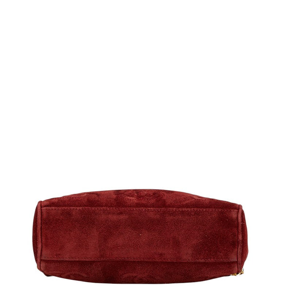 シャネル トリプルココマーク チェーン ショルダーストラップ トートバッグ ワインレッド ボルドー スウェード レディース CHANEL 【中古】