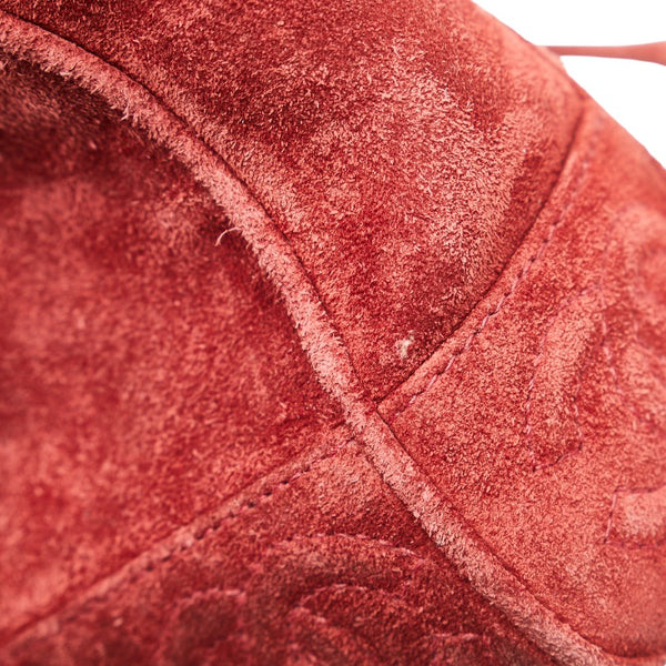 シャネル トリプルココマーク チェーン ショルダーストラップ トートバッグ ワインレッド ボルドー スウェード レディース CHANEL 【中古】