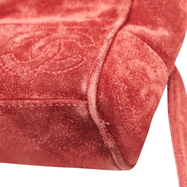 シャネル トリプルココマーク チェーン ショルダーストラップ トートバッグ ワインレッド ボルドー スウェード レディース CHANEL 【中古】