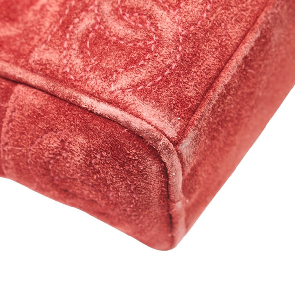 シャネル トリプルココマーク チェーン ショルダーストラップ トートバッグ ワインレッド ボルドー スウェード レディース CHANEL 【中古】