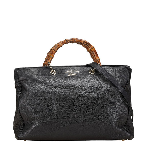 グッチ バンブー ハンドバッグ ショルダーバッグ 2WAY 323658 ブラック レザー レディース GUCCI 【中古】