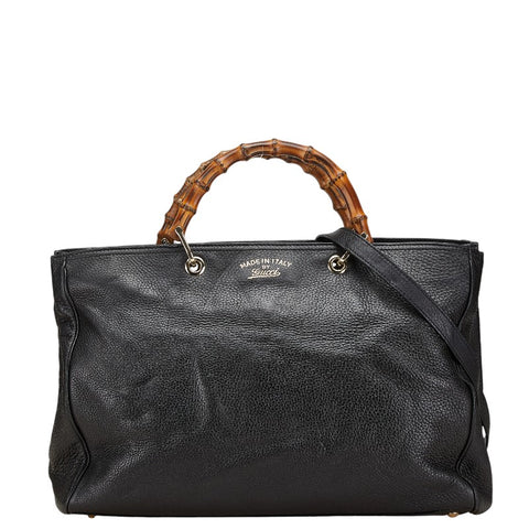 グッチ バンブー ハンドバッグ ショルダーバッグ 2WAY 323658 ブラック レザー レディース GUCCI 【中古】