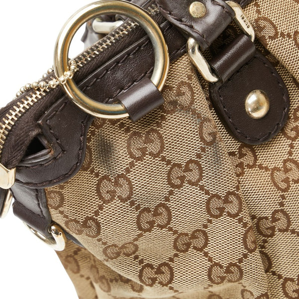 グッチ GGキャンバス スーキー ハンドバッグ ショルダーバッグ 2WAY 247902 ベージュ ブラウン キャンバス レザー レディース GUCCI 【中古】