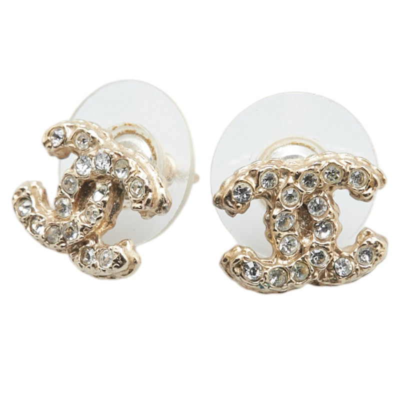 シャネル ココマーク ラインストーン スタッドピアス シャンパンゴールド メッキ レディース CHANEL 【中古】