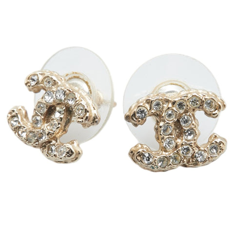 シャネル ココマーク ラインストーン スタッドピアス シャンパンゴールド メッキ レディース CHANEL 【中古】