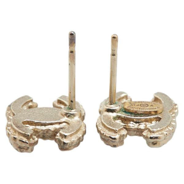 シャネル ココマーク ラインストーン スタッドピアス シャンパンゴールド メッキ レディース CHANEL 【中古】