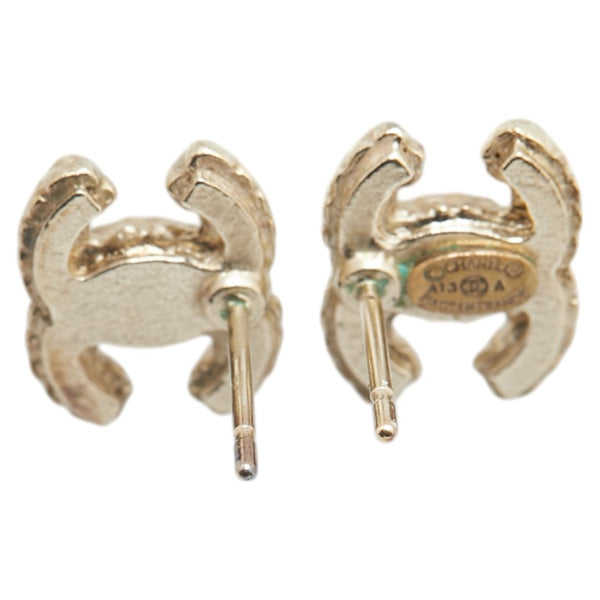 シャネル ココマーク ラインストーン スタッドピアス シャンパンゴールド メッキ レディース CHANEL 【中古】