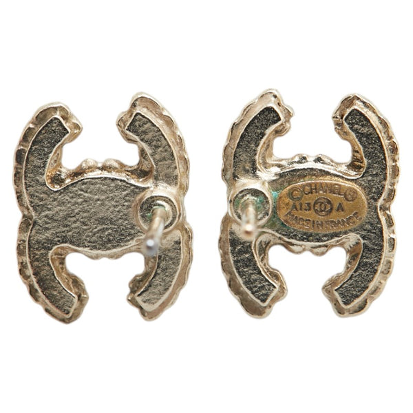 シャネル ココマーク ラインストーン スタッドピアス シャンパンゴールド メッキ レディース CHANEL 【中古】