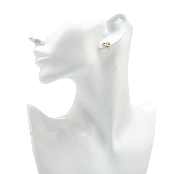 シャネル ココマーク ラインストーン スタッドピアス シャンパンゴールド メッキ レディース CHANEL 【中古】