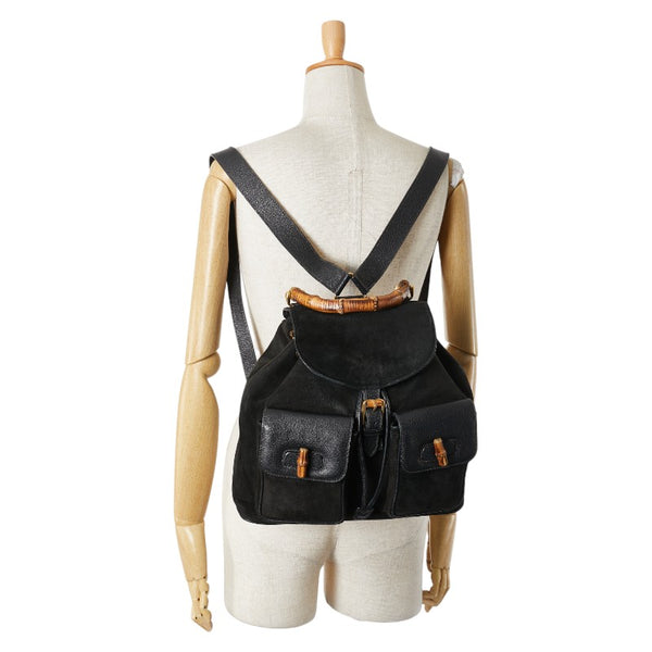 グッチ バンブー リュック バックパック 003 58 ブラック スウェード レザー レディース GUCCI 【中古】