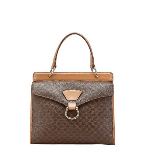 セリーヌ マカダム ハンドバッグ ブラウン PVC レザー レディース CELINE 【中古】
