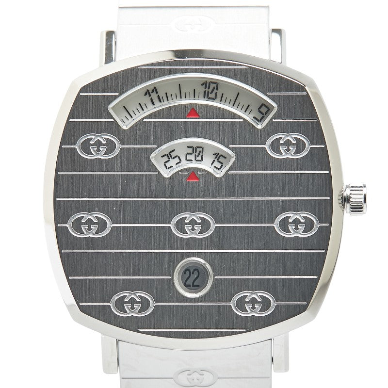 グッチ グリップ 腕時計 157.4 クオーツ ホワイト文字盤 ステンレススチール レディース GUCCI 【中古】