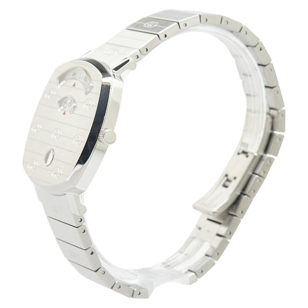 グッチ グリップ 腕時計 157.4 クオーツ ホワイト文字盤 ステンレススチール レディース GUCCI 【中古】