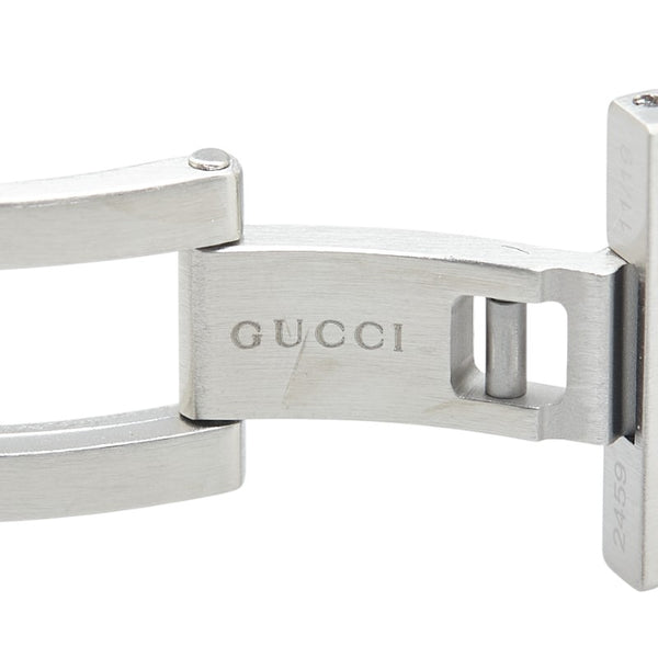 グッチ グリップ 腕時計 157.4 クオーツ ホワイト文字盤 ステンレススチール レディース GUCCI 【中古】
