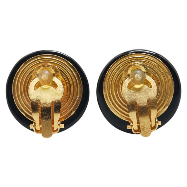 シャネル ココマーク イヤリング ブラック ゴールド プラスチック メッキ レディース CHANEL 【中古】