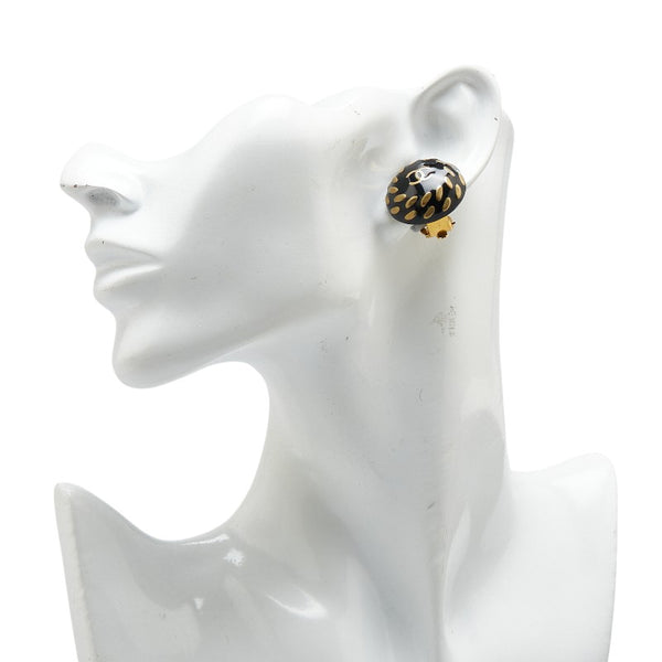 シャネル ココマーク イヤリング ブラック ゴールド プラスチック メッキ レディース CHANEL 【中古】